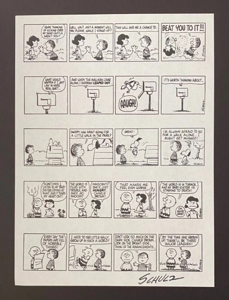 Charles Schulz Snoopy Peanuts 1968 Signed Vintage Print New Frame - 2
