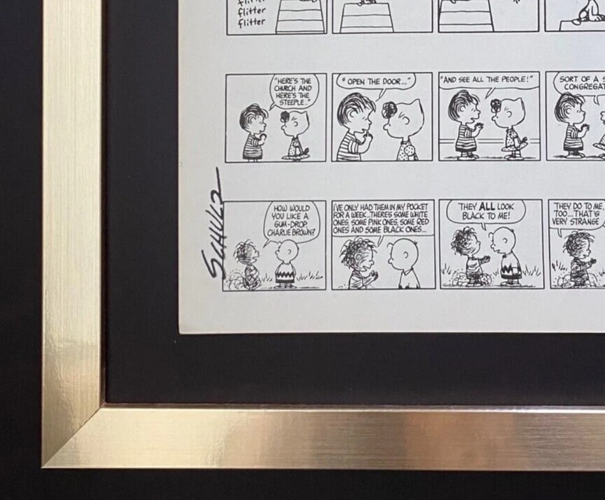 Charles Schulz Snoopy Peanuts 1968 Signed Vintage Print New Frame - 2