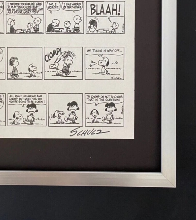 Charles Schulz Snoopy Peanuts 1968 Signed Vintage Print New Frame - 3