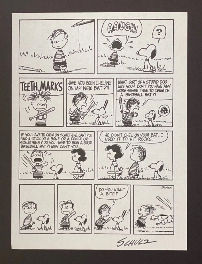 Charles Schulz Snoopy Peanuts 1968 Signed Vintage Print New Frame - 2