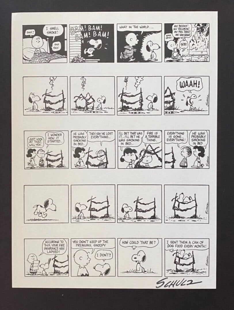 Charles Schulz Snoopy Peanuts 1968 Signed Vintage Print New Frame - 2