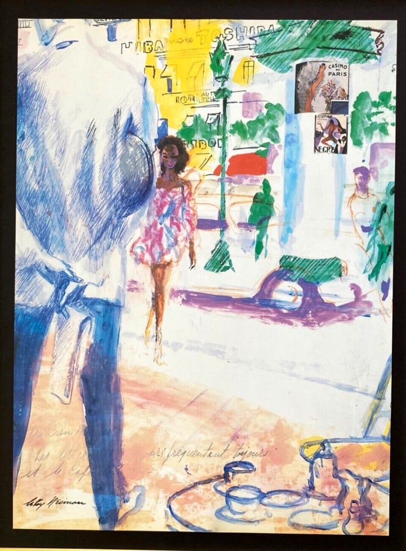 LEROY NEIMAN + SKETCHBOOK DRAWING PARIS1970'S + SIGNED PRINT FRAMED - 2