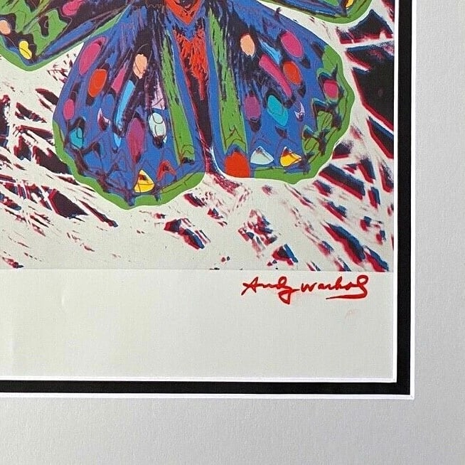 ANDY WARHOL + 1984 SIGNED BUTTERFLY POP ART MATTED AT 11X14 - 2