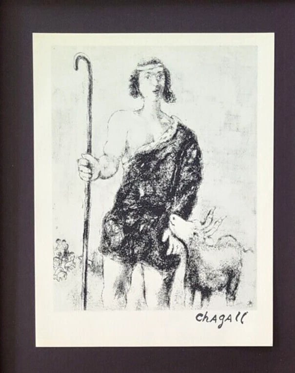 MARC CHAGALL + 1957 BIBLICAL SIGNED PRINT MOUNTED IN NEW FRAME - 2