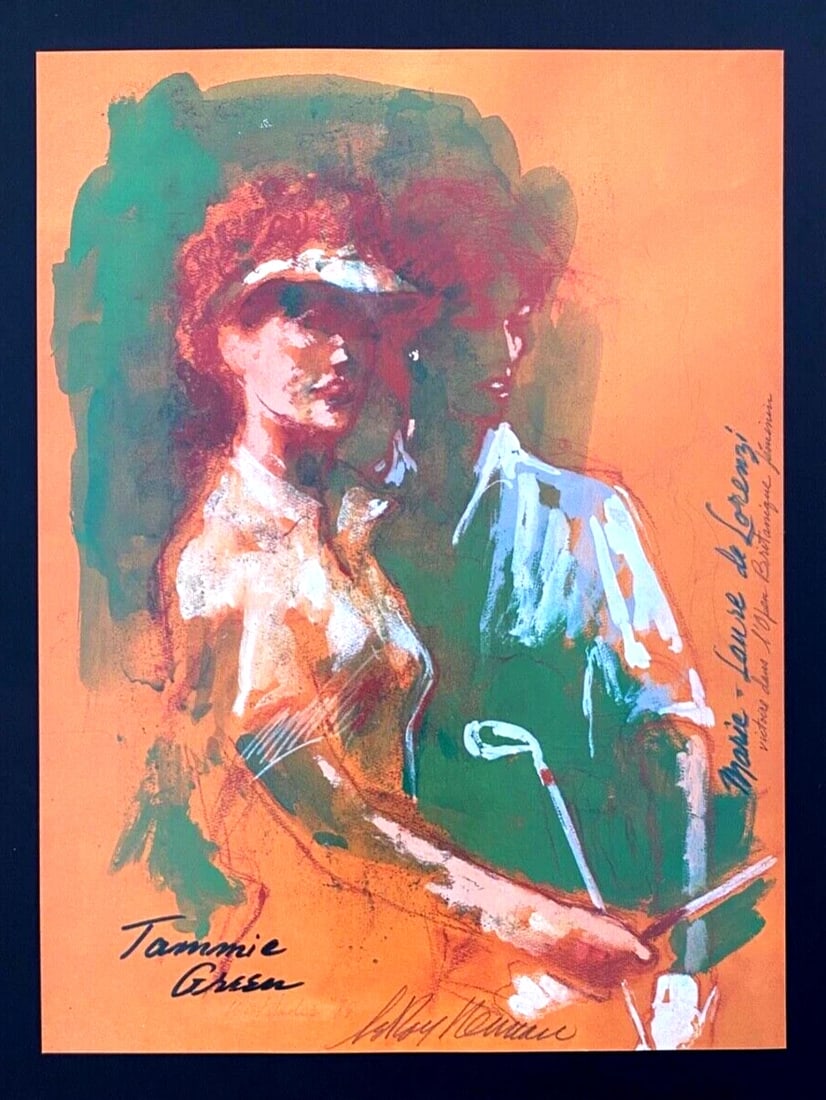 LEROY NEIMAN + TAMMIE GREEN + CIRCA 1990 + SIGNED PRINT FRAMED 14X11 in. - 2