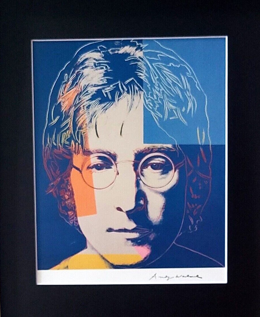 ANDY WARHOL + GORGEOUS 1980's SIGNED + JOHN LENNON + PRINT MATTED & FRAMED! - 2
