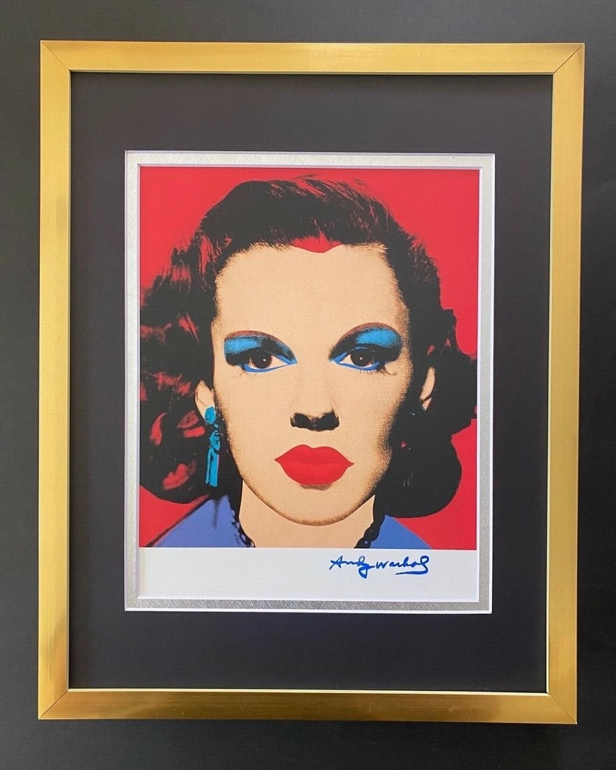 ANDY WARHOL GORGEOUS 1984 SIGNED JUDY GARLAND PRINT MATTED TO 11X14: Title: ANDY WARHOL GORGEOUS 1984 SIGNED JUDY GARLAND PRINT MATTED TO 11X14 Description: This is an Awesome and Scarce 1984 Print after Andy Warhol FACSIMILE SIGNATURE IN BLUE INK " JUDY GARLAND " from