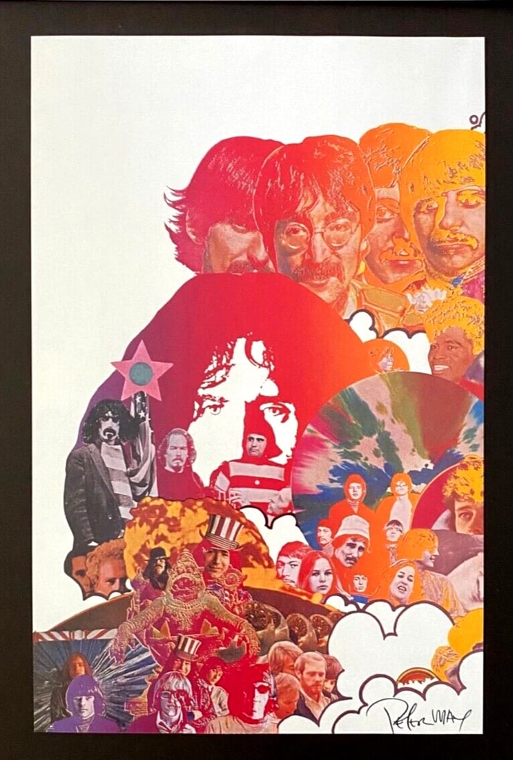 PETER MAX + BEAUTIFUL + SIGNED PRINT THE BEATLES + NEW FRAME - 2