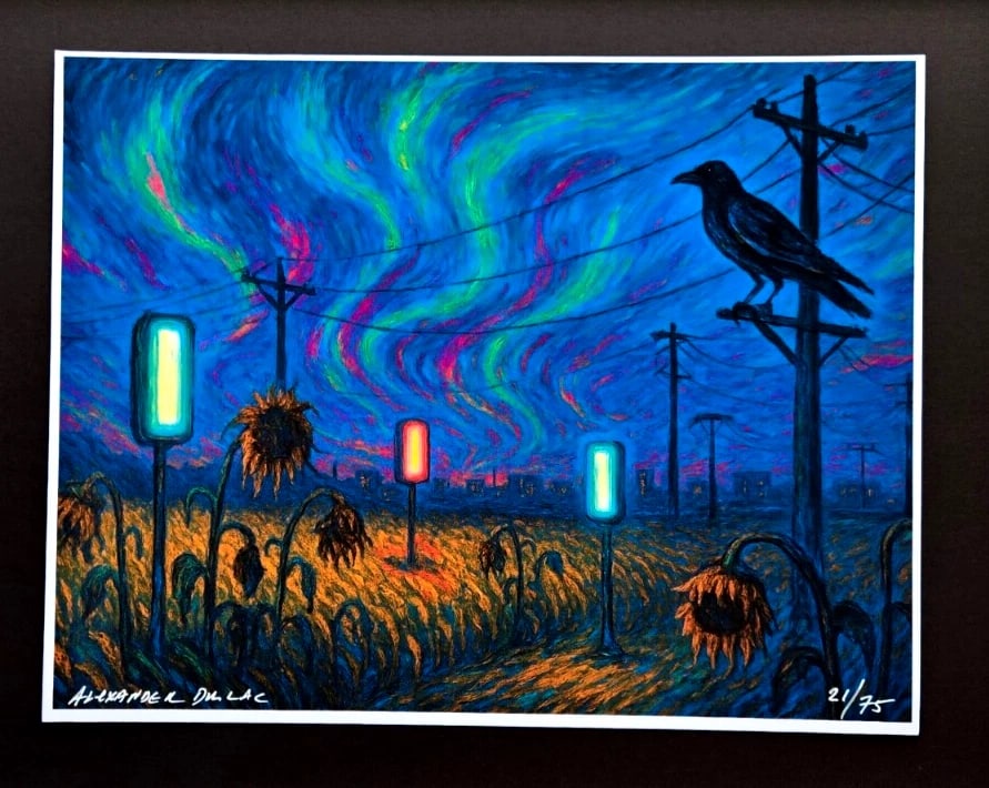 ALEXANDER DULAC | Hand Signed Print MY VAN GOGH NIGHT LIGHTS Ltd.Ed. of 75 COA - 2