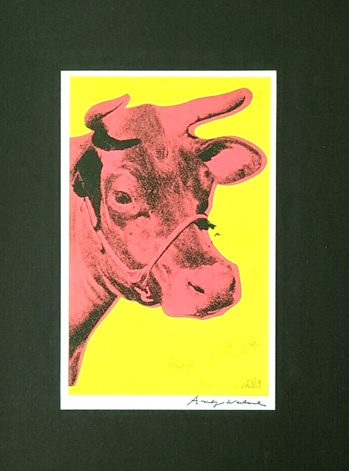 ANDY WARHOL + RARE SIGNED + COW PRINT MOUNTED AND FRAMED - 2