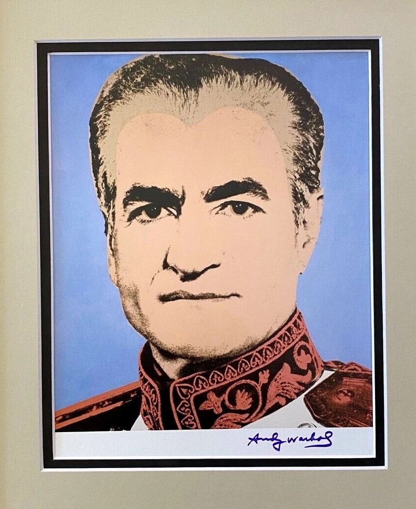 ANDY WARHOL + RARE 1984 SIGNED THE SHAH OF IRAN PRINT MATTED AND FRAMED - 2