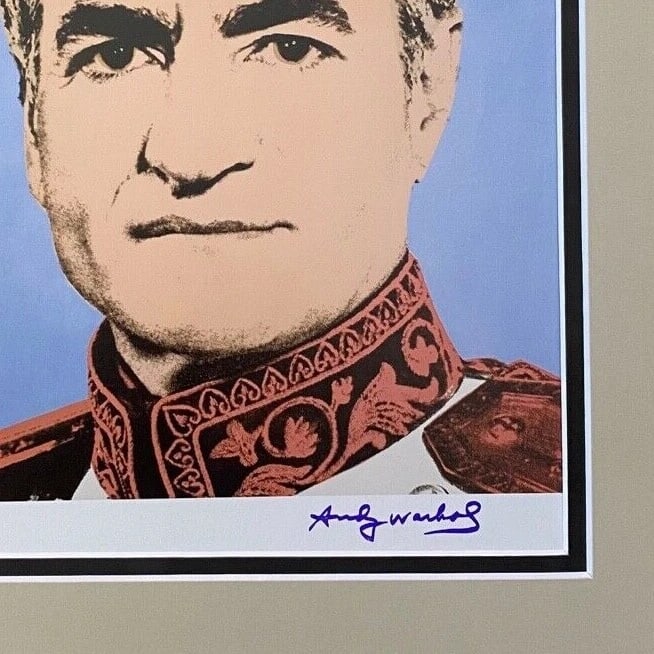 ANDY WARHOL + RARE 1984 SIGNED THE SHAH OF IRAN PRINT MATTED AND FRAMED - 3