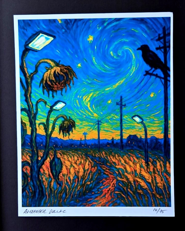 ALEXANDER DULAC | Hand Signed Print MY VAN GOGH NIGHT LIGHTS Ltd.Ed. of 75 COA - 2