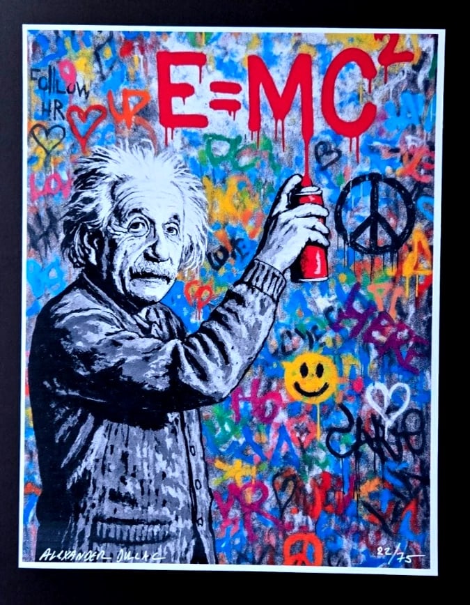 ALEXANDER DULAC | Hand Signed Print ALBERT EINSTEIN E=MC2 Ltd.Ed. of 75 COA - 2