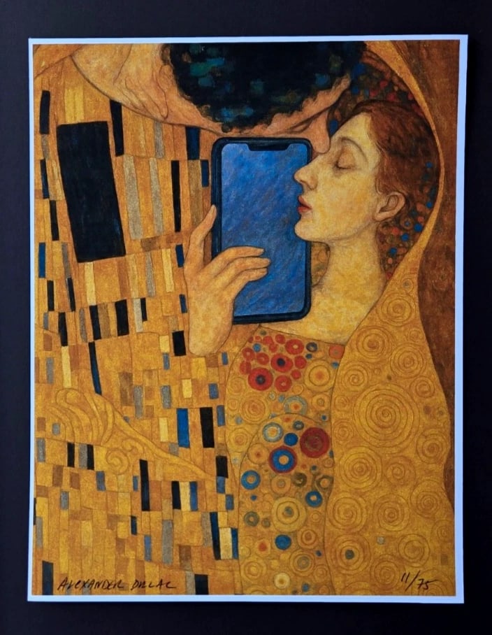 ALEXANDER DULAC | Hand Signed Print THE REAL KLIMT KISS 2.0 Ltd.Ed. of 75 COA - 2
