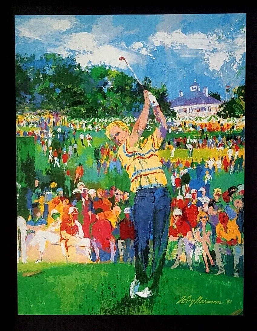 LEROY NEIMAN + JACK NICKLAUS + CIRCA 1990'S + SIGNED GOLF PRINT+ FRAMED - 2