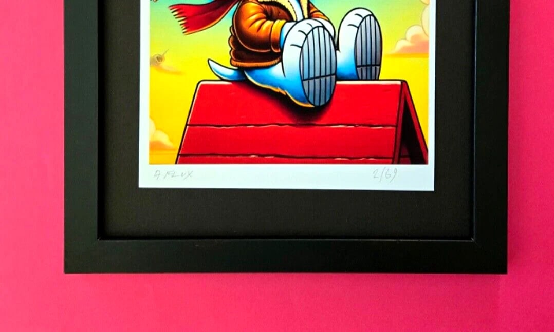 AIDAN FLUX | Hand Signed Original Print Ltd. Ed. of 69 COA SNOOPY AVIATOR - 4
