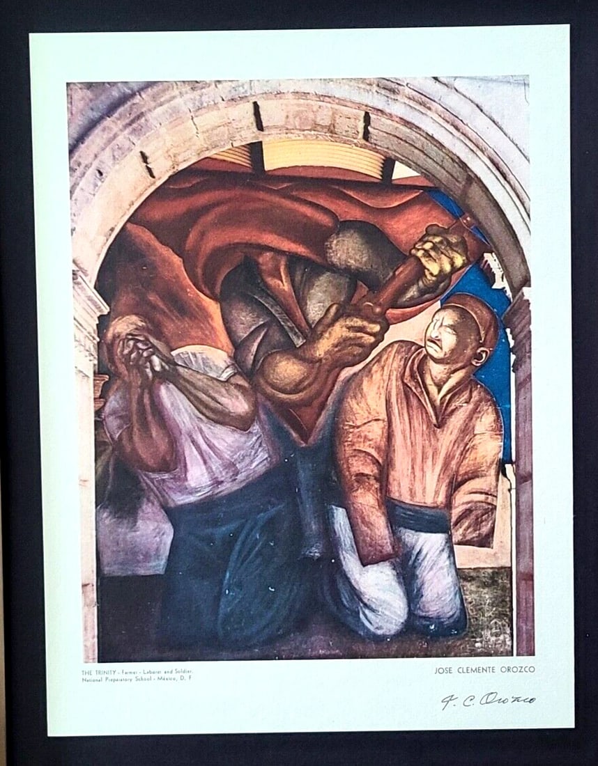 JOSE CLEMENTE OROZCO +VINTAGE 1946 SIGNED PRINT + FRAMED + MEXICO! - 2