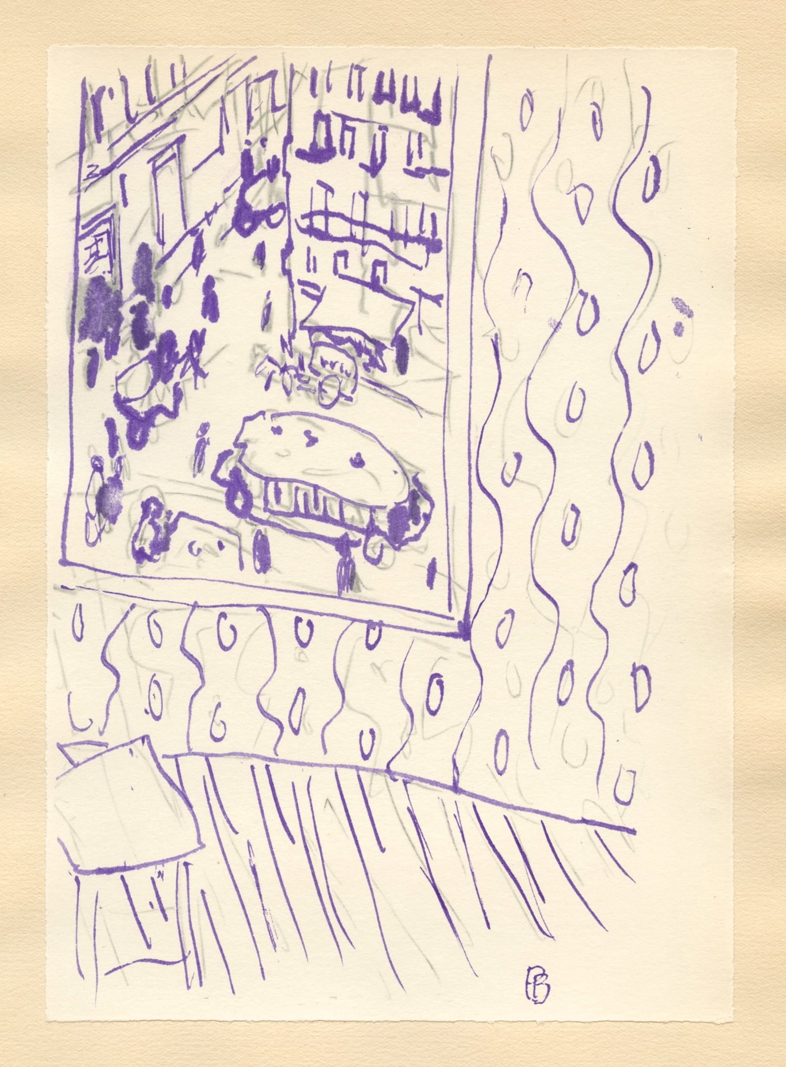 Pierre Bonnard lithograph for Correspondances, 1944: Title: Pierre Bonnard lithograph for Correspondances, 1944 Description: Medium: lithograph (after the drawing). This impression in violet ink was printed in France in 1944 for the rare "Correspondance