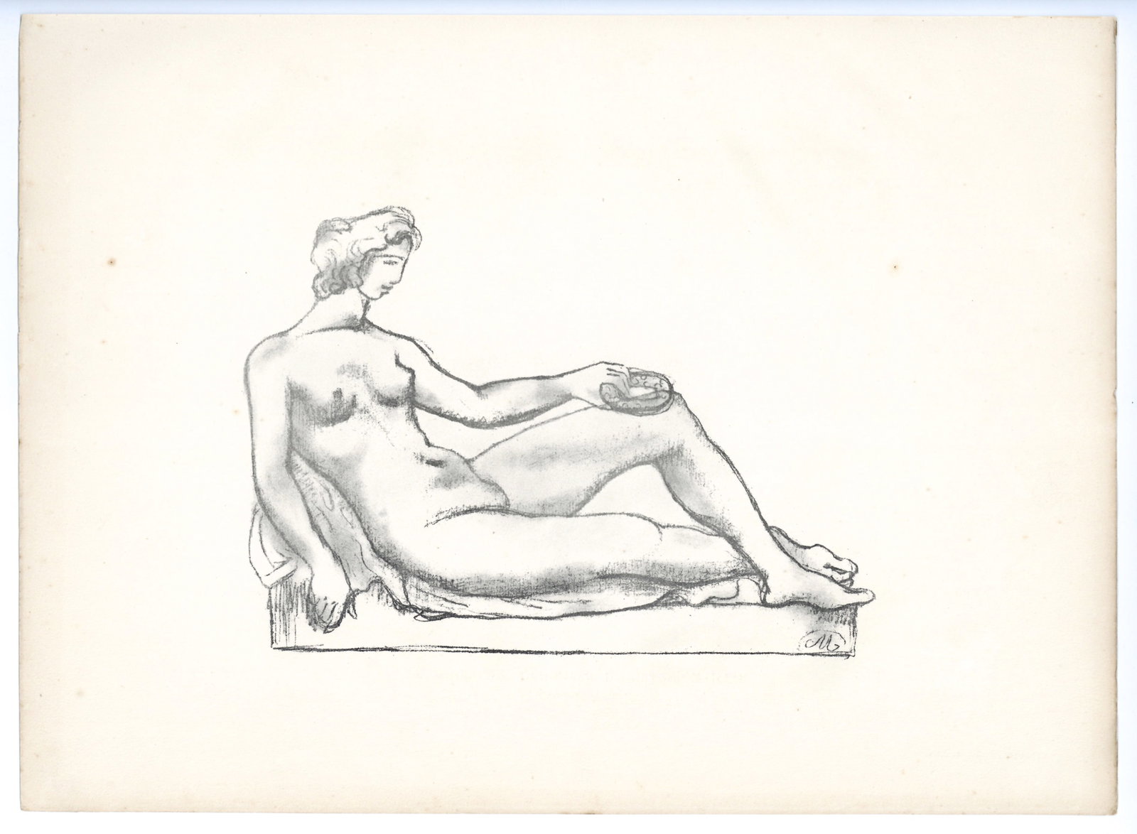 Aristide Maillol original lithograph | Monument to Cezanne: Title: Aristide Maillol original lithograph | Monument to Cezanne Description: Medium: original lithograph. Catalogue reference: Guerin 265. This lithograph was executed by Aristide Maillol in homage