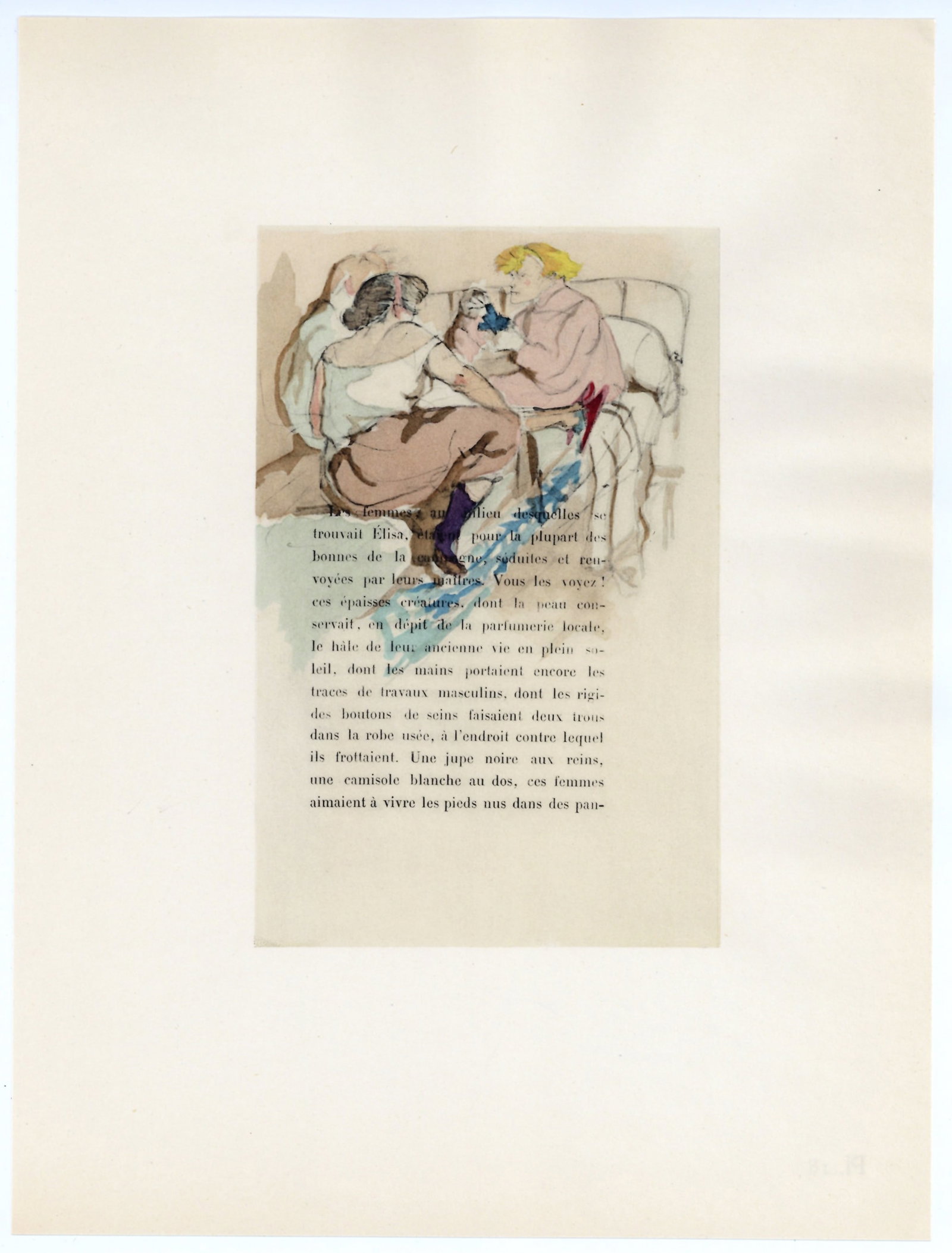 Toulouse-Lautrec lithograph "La Fille Elisa": Title: Toulouse-Lautrec lithograph "La Fille Elisa" Description: Medium: lithograph (after the watercolor). Printed in Paris in 1951 at the atelier Dreux-Barry in an edition of 1000. Sheet size: 12