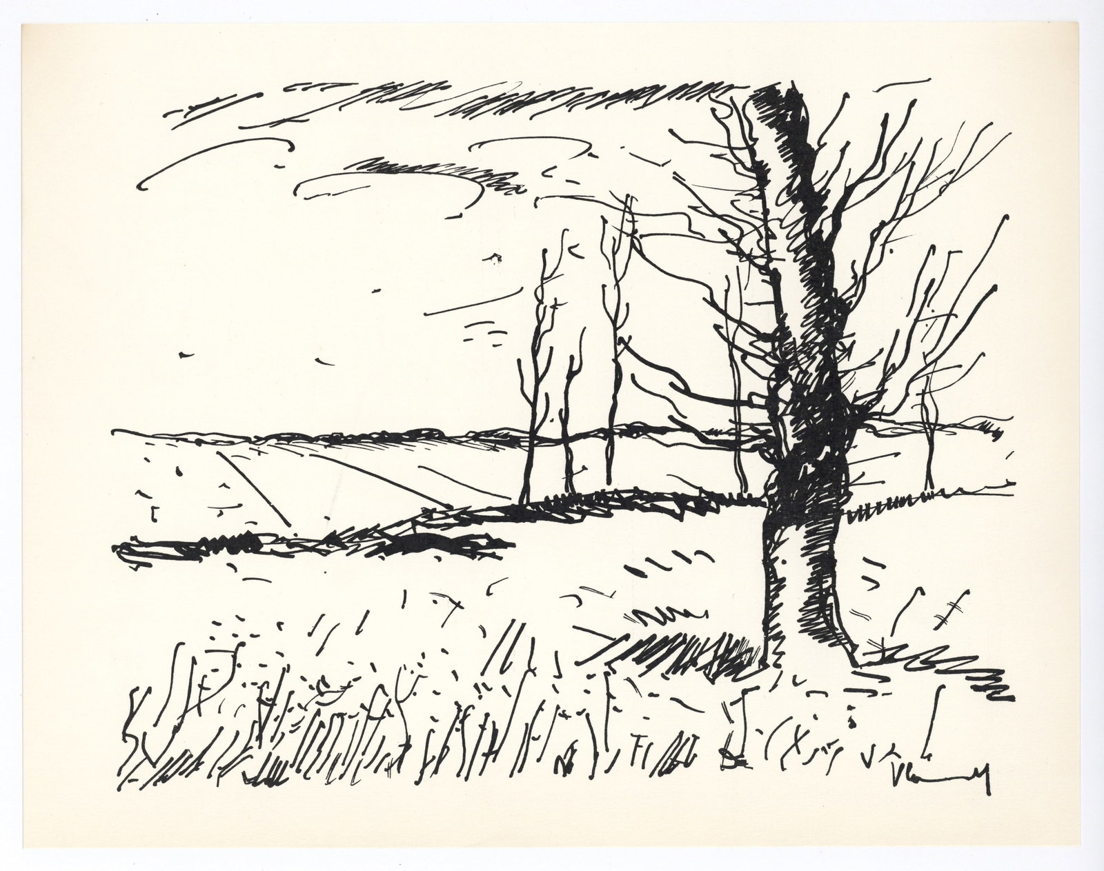 Maurice de Vlaminck original lithograph "Valley of the Avre": Title: Maurice de Vlaminck original lithograph "Valley of the Avre" Description: Medium: original lithograph. Printed in Paris in 1958 at the Mourlot atelier, and published by Andre Sauret in an