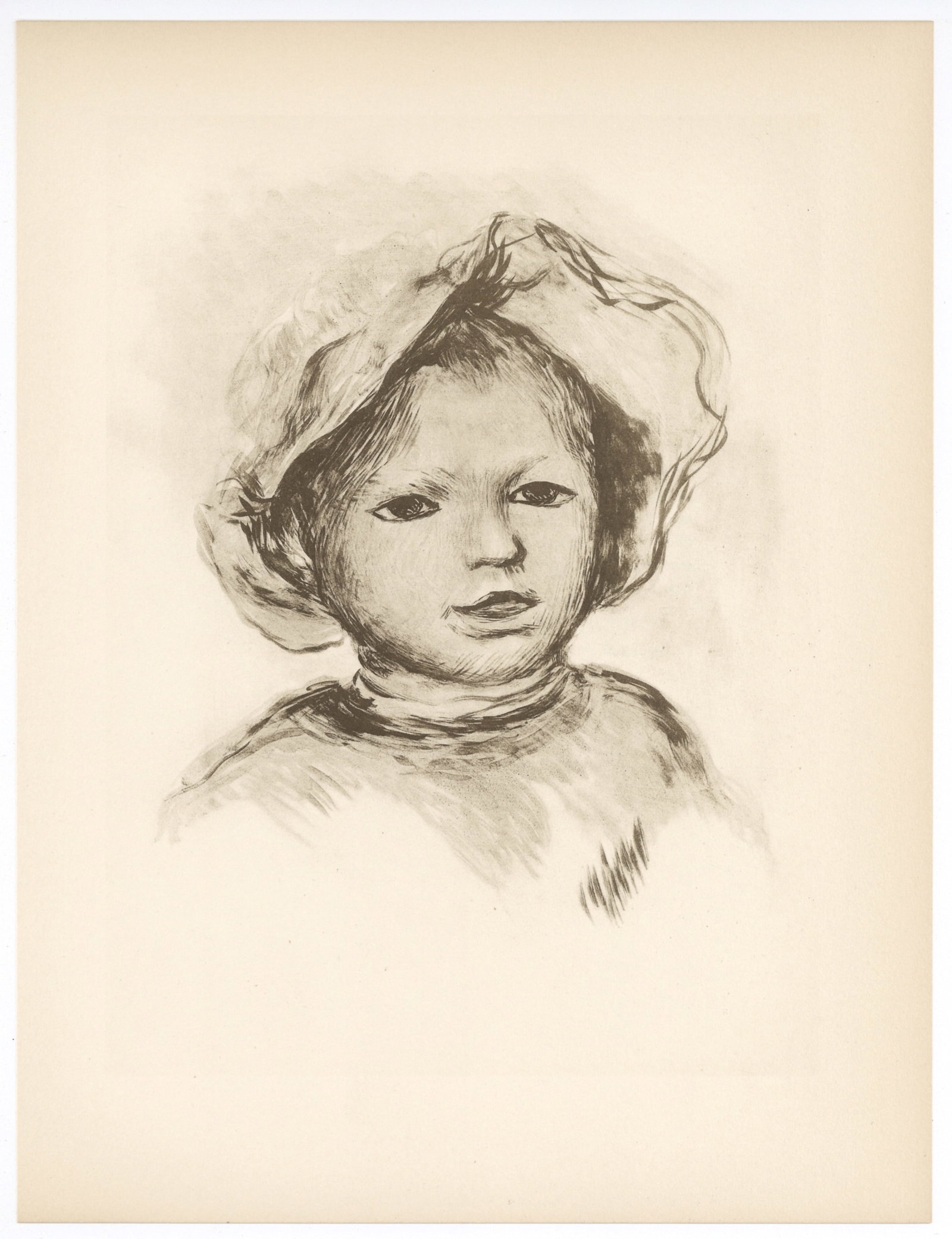 Pierre-Auguste Renoir lithograph "Pierre Renoir de face": Title: Pierre-Auguste Renoir lithograph "Pierre Renoir de face" Description: Medium: lithograph (after Renoir). Printed at the atelier Mourlot in 1951 in a limited edition of 3000. Sheet size: 12 1/2