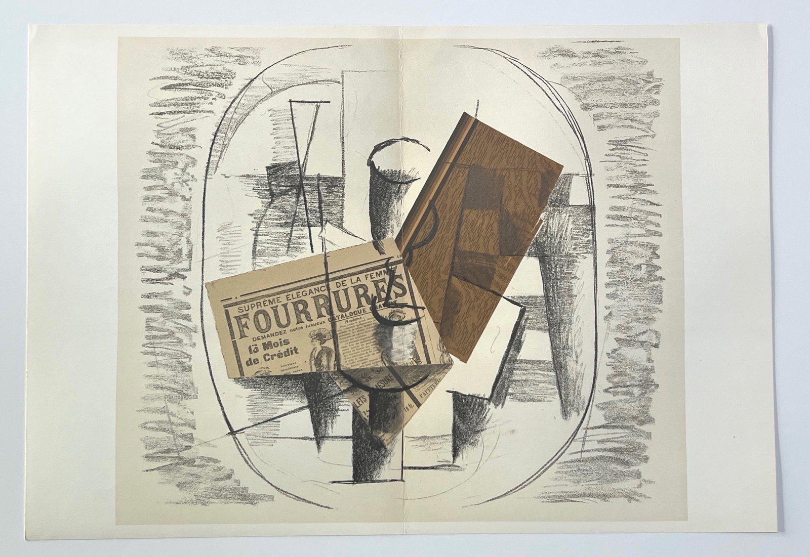 Georges Braque lithograph "Papiers Colles II": Title: Georges Braque lithograph "Papiers Colles II" Description: Medium: lithograph (after the papier collé). Printed in 1963 for the art revue Derrière le Miroir (issue number 138) and pub