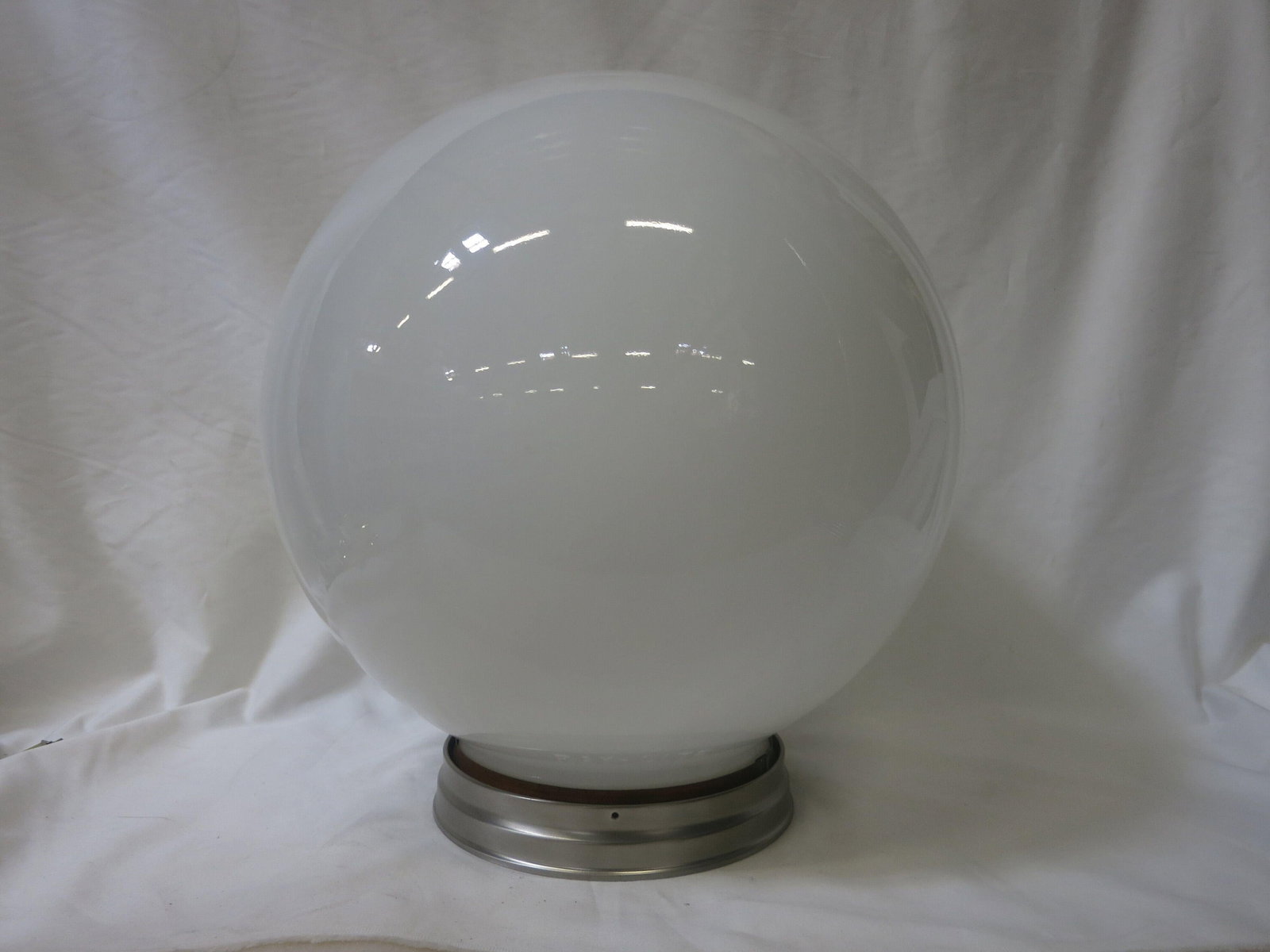 1970s Round Sphere Milk Glass Ceiling Globe with Fitter - 4