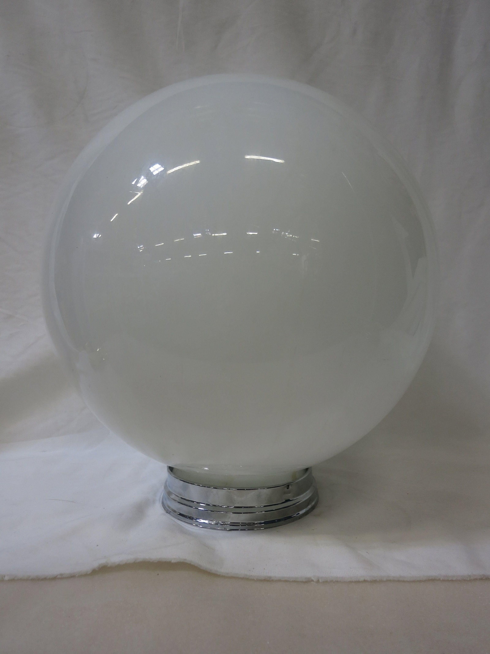 1970s Round Sphere Milk Glass Ceiling Globe with Fitter - 6