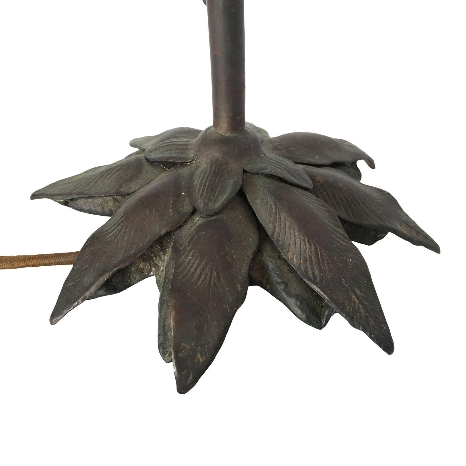 Art Nouveau Style Bronze Lilly Table Lamp W/ Bell Shade - 6