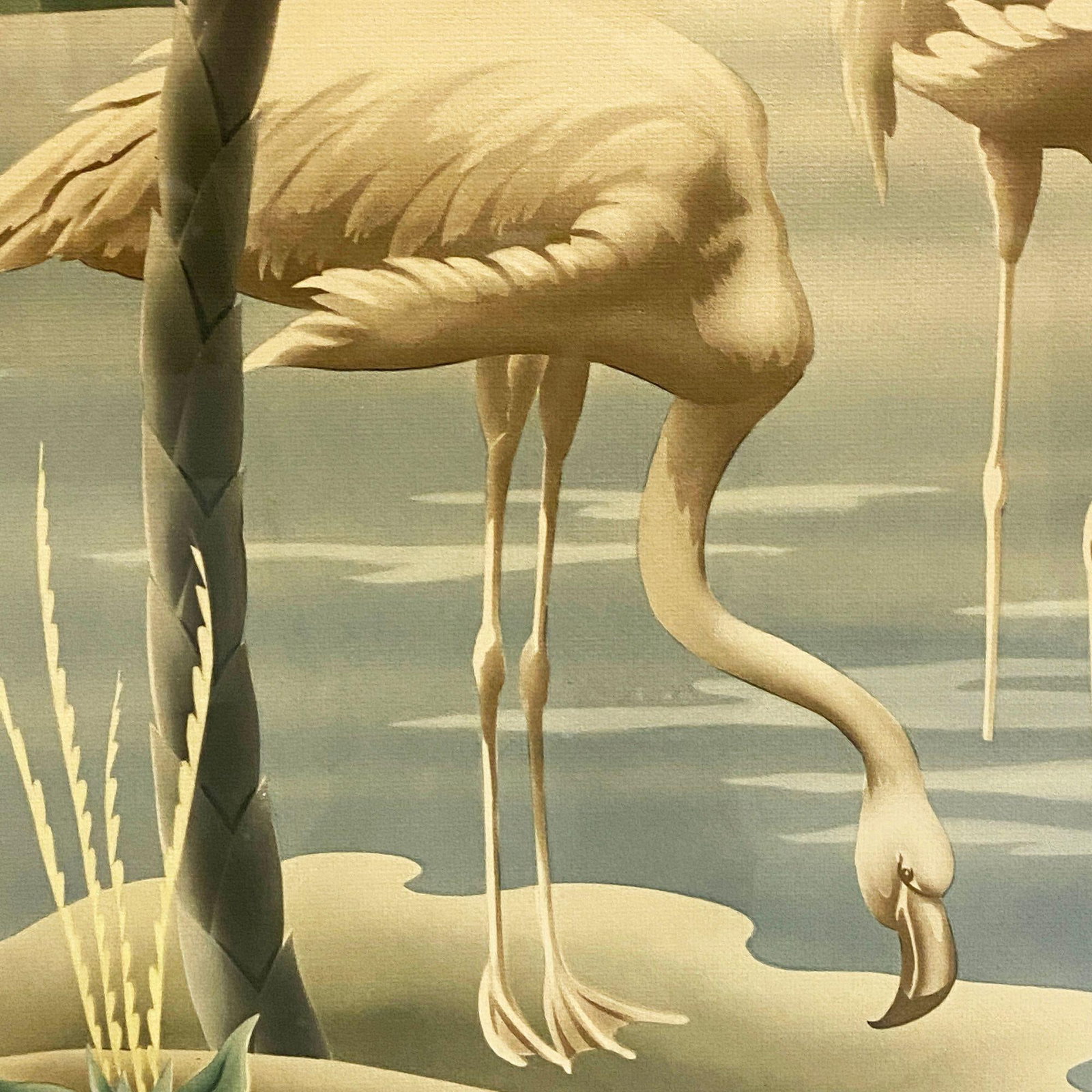 1940s Tropical Drinking Flamingo Scenic Print, Framed by Billy Seay for Turner - 8