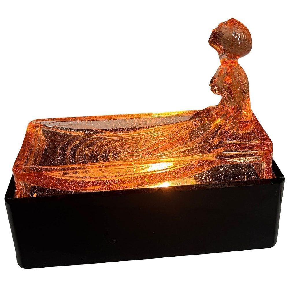 Art Deco H. Hoffman Style Peach Art Glass Table Lamp by Sarsaparilla - 11