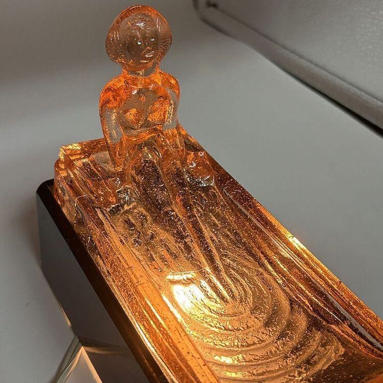 Art Deco H. Hoffman Style Peach Art Glass Table Lamp by Sarsaparilla - 17