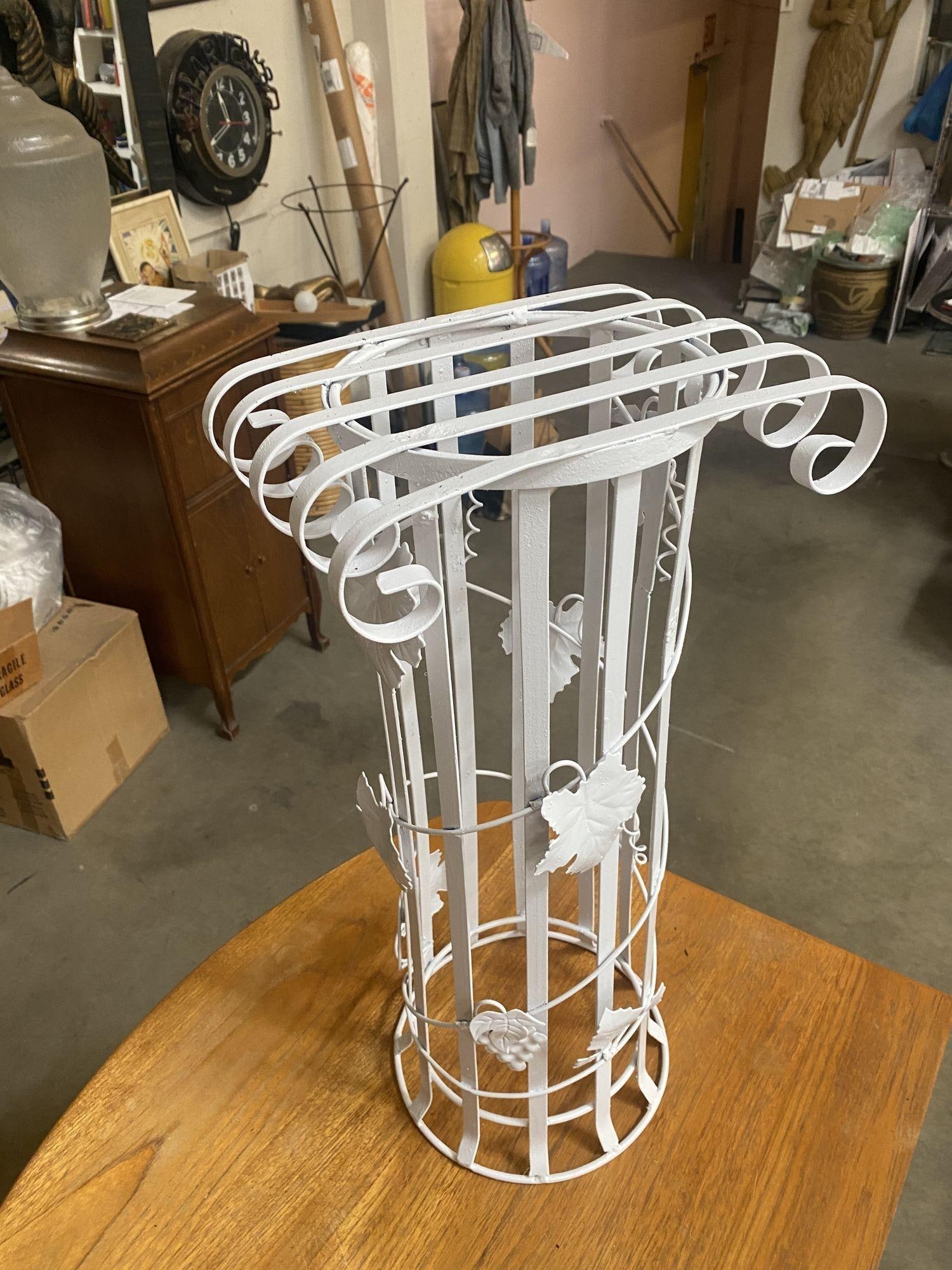 Mid Century Woodard Style Steel Strip Roman Column Plant Stand - 8