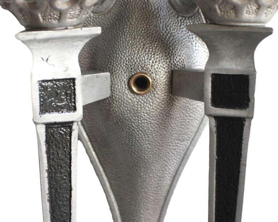 Geometric Art Deco Aluminum Lighted Wall Sconces, Set of 4 - 11