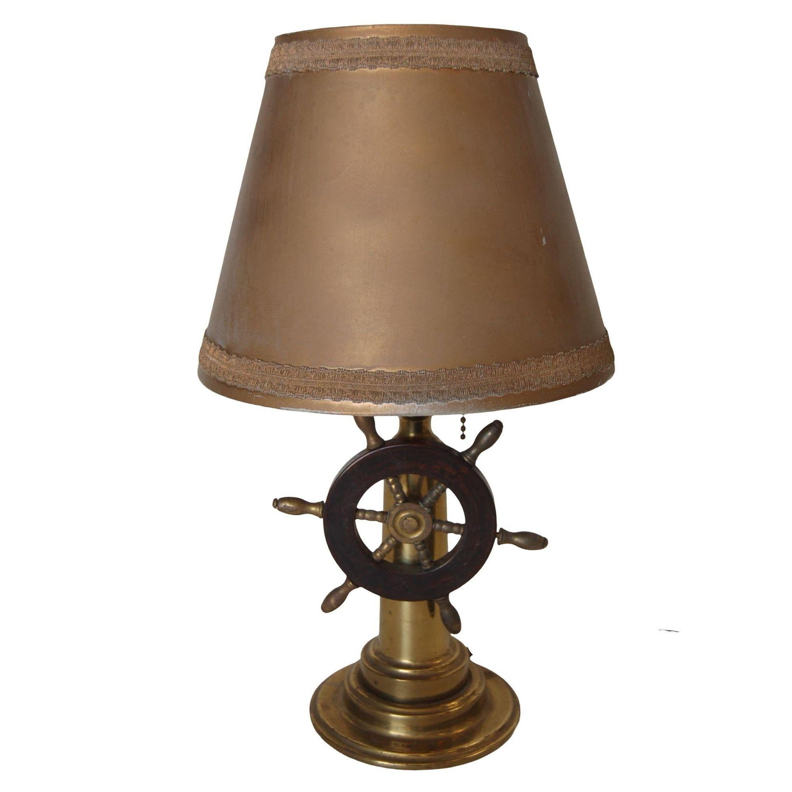 Nautical Brass and Bakelite Ships Wheel Helm Table Lamp - 3
