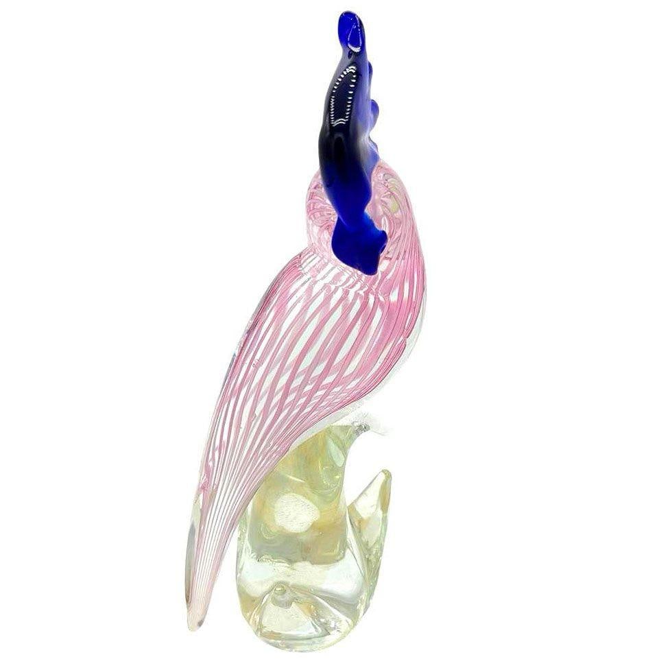 Mid-century Murano Gold Fleck Multicolored Art Glass Cockatoo Scultpure - 17