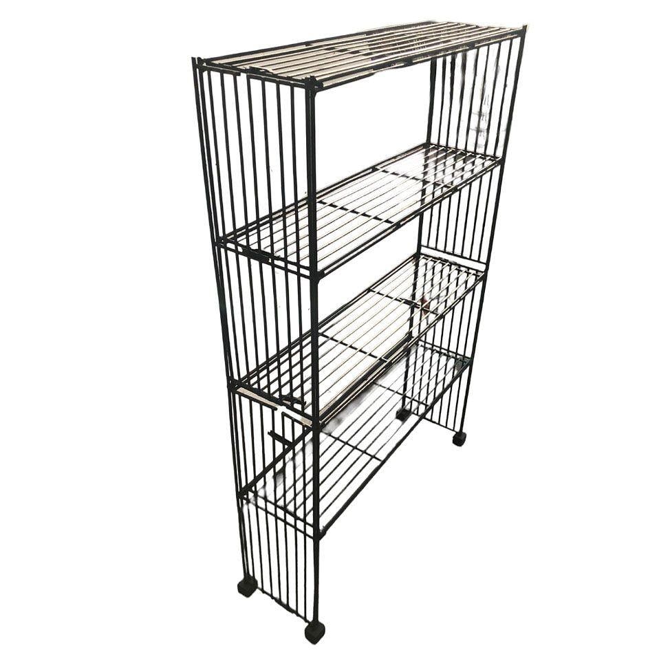 Mid-Century 4-Tier Iron Wire Art Display Shelf Bookshelf, Pair - 2