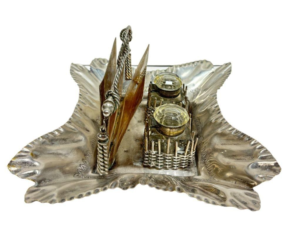 Late 1800's Double Ink Well & Letter Holder- From Agne's Moorehead Estate - 12