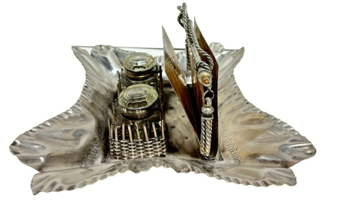 Late 1800's Double Ink Well & Letter Holder- From Agne's Moorehead Estate - 8
