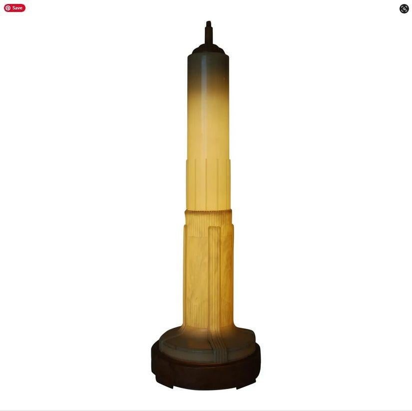Streamline Art Deco Celluloid Empire State Building Shaped Florescent Table Lamp - 2