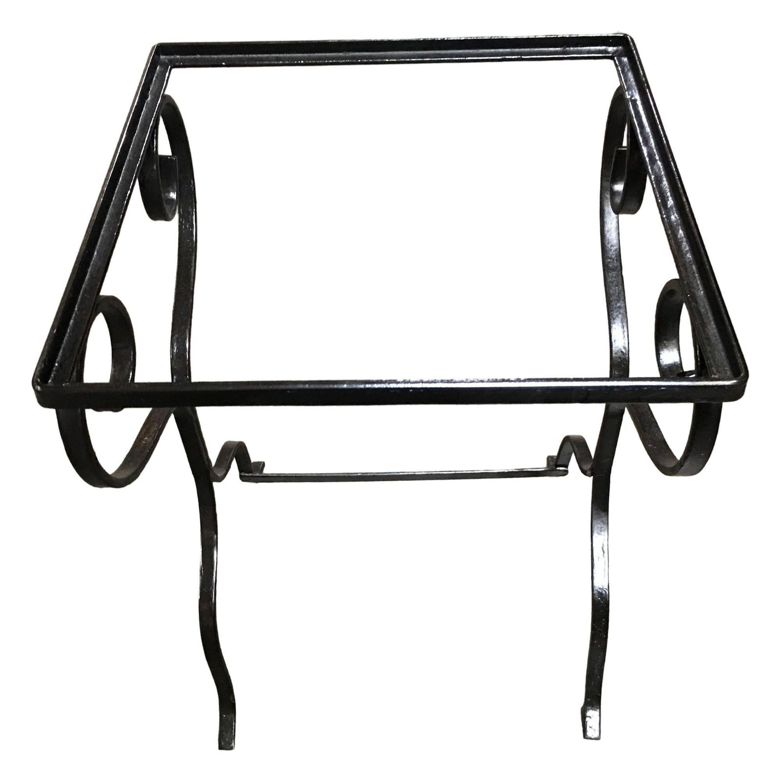 Midcentury Scrolling Iron Patio Nesting Side Tables with Glass Tops, Pair - 8