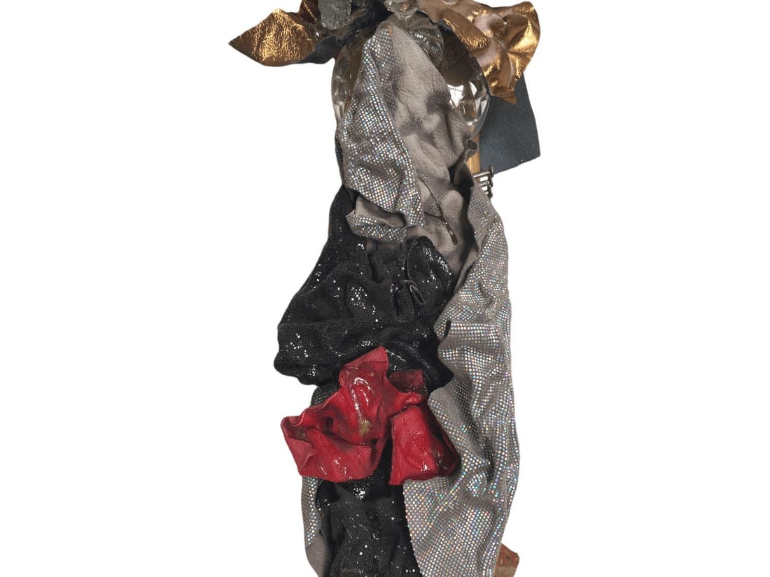 Vintage Flat Wood Cross with Mixed Media Decorations - 5