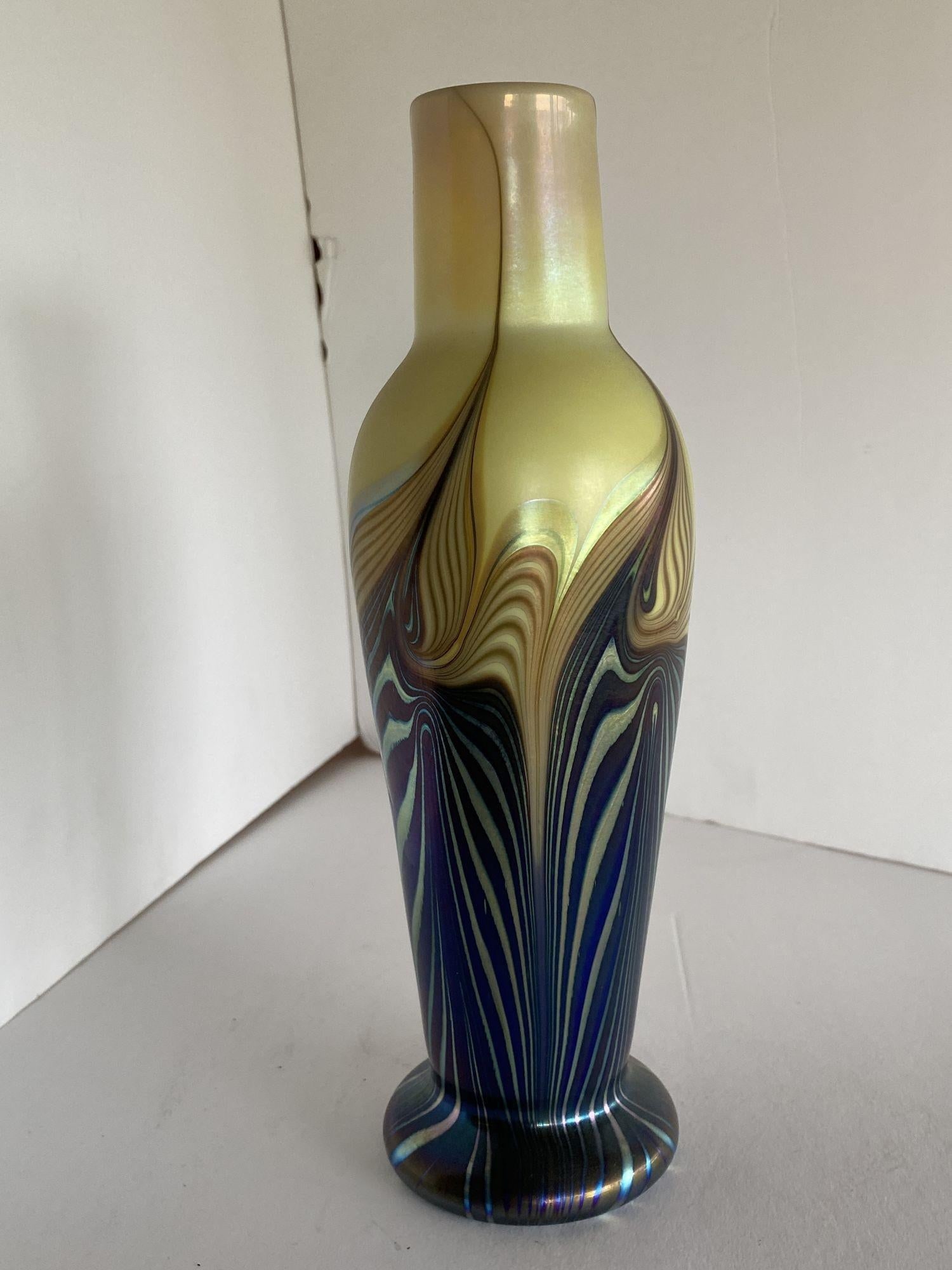 Iridescent 7 Color Art Glass Vase by Lundberg Studio - 10