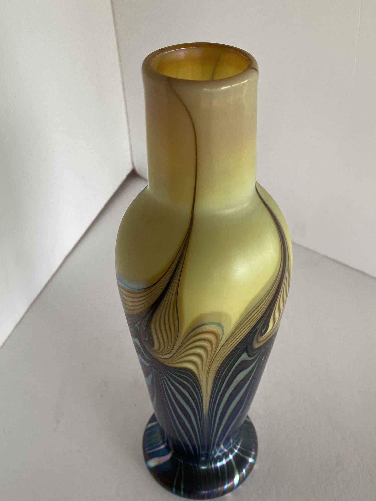 Iridescent 7 Color Art Glass Vase by Lundberg Studio - 20