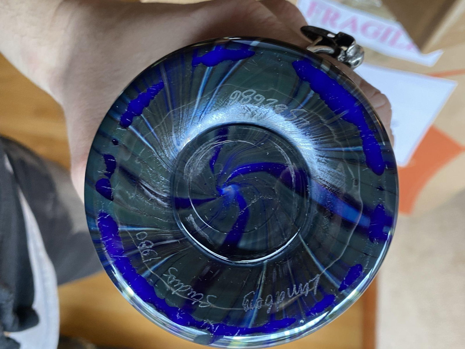 Iridescent 7 Color Art Glass Vase by Lundberg Studio - 6