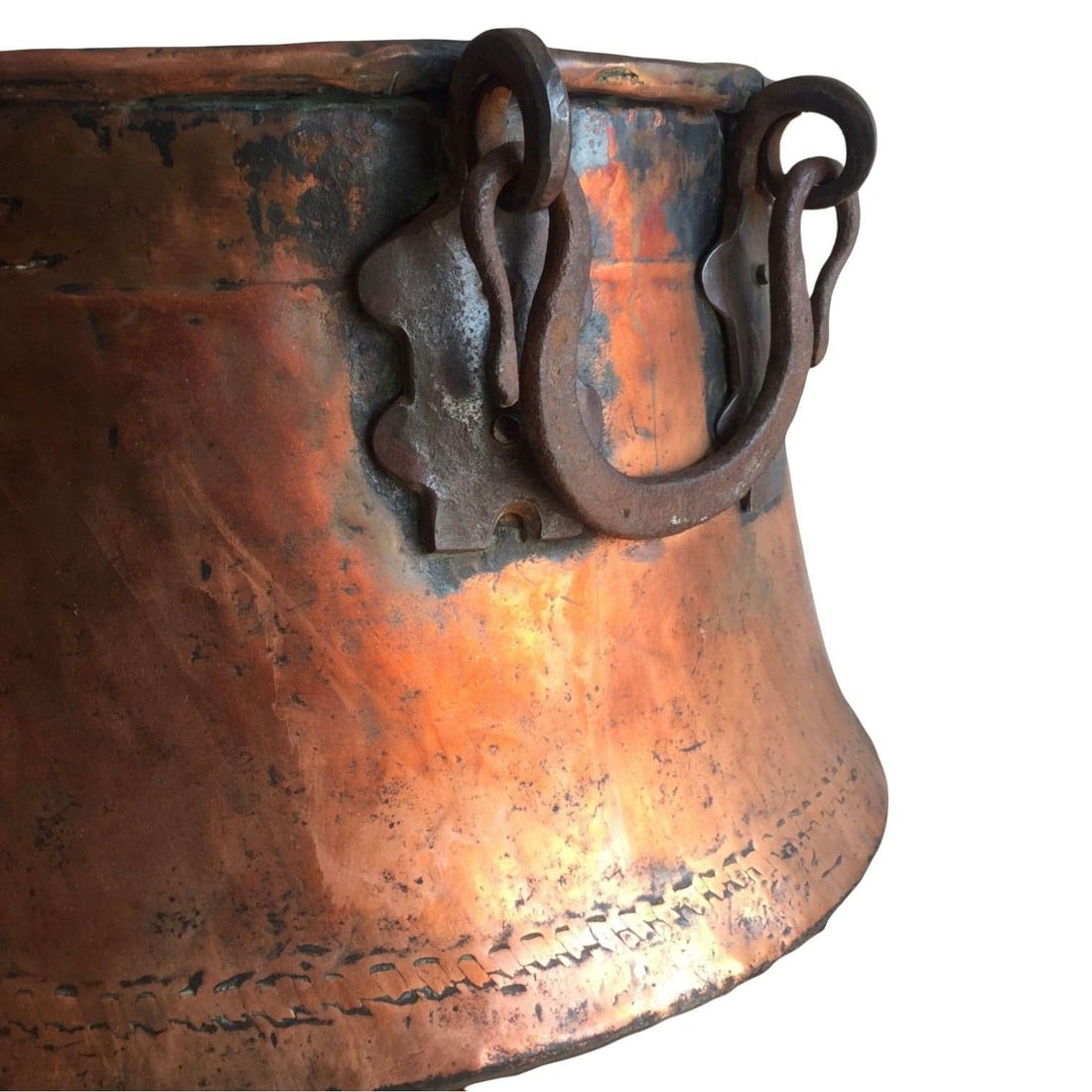 Late Victorian Hand-Hammered Copper Cauldron Pot - 19