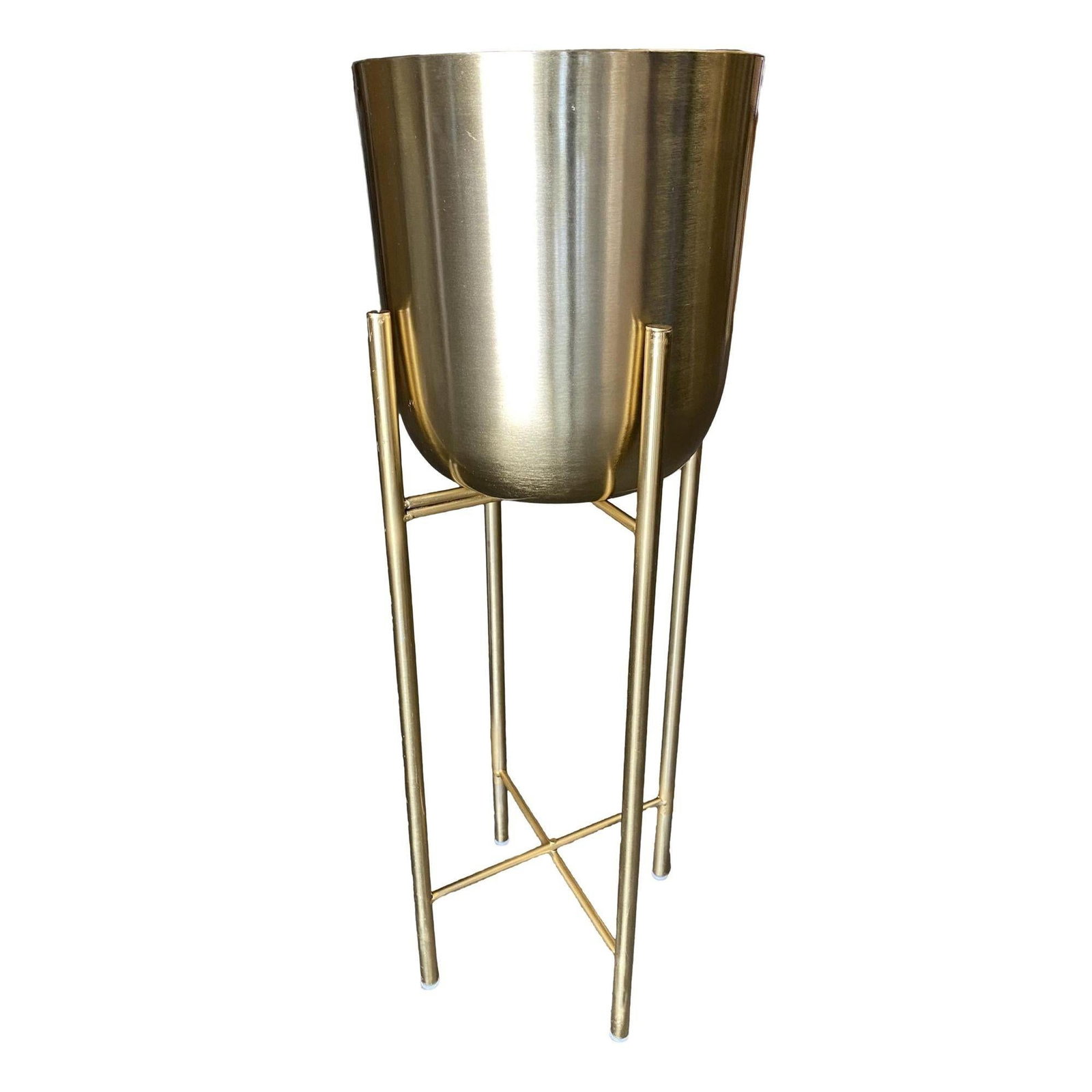 Set of 3 Modernist Brass Spun Brass Planters With Stand - Set of 3 - 20