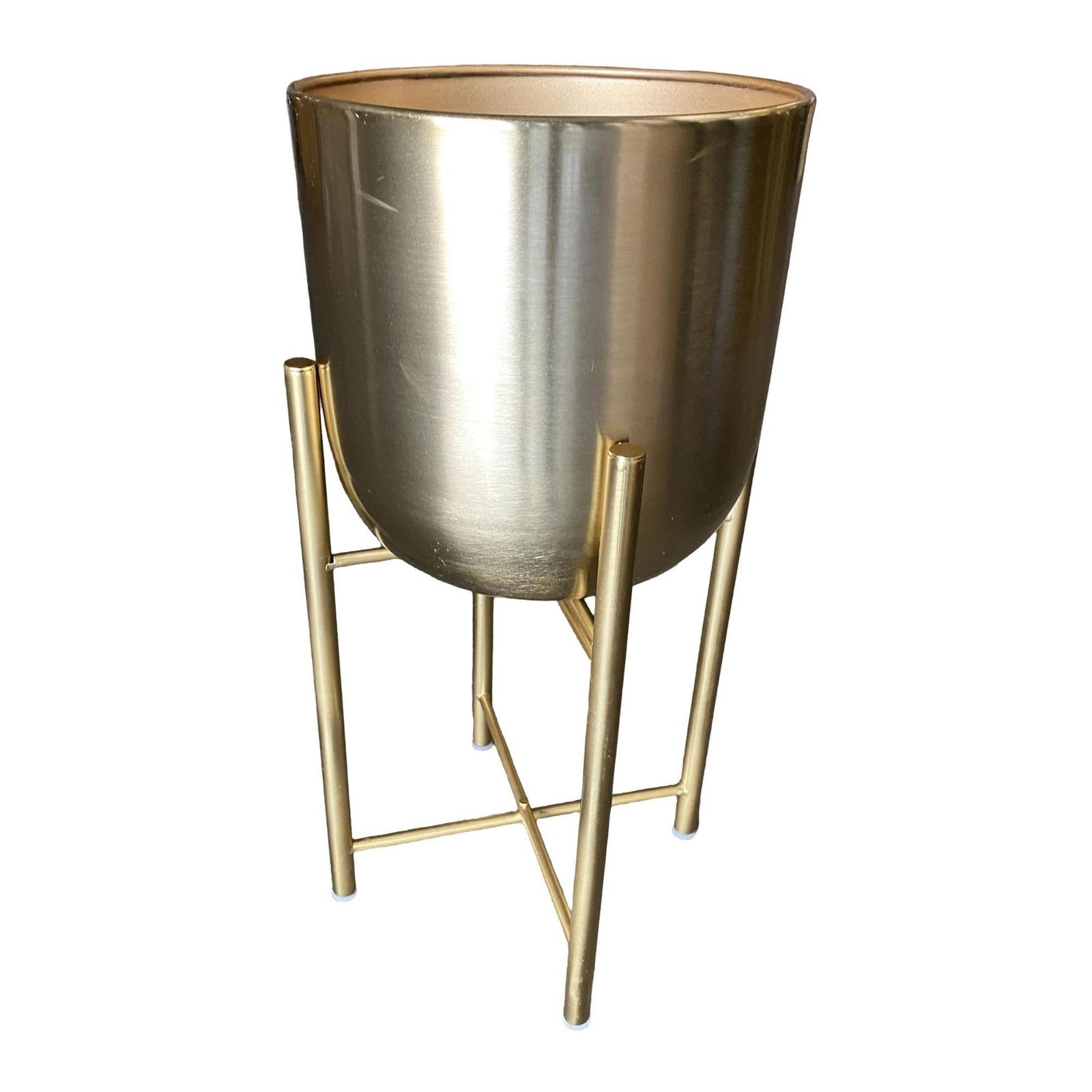 Set of 3 Modernist Brass Spun Brass Planters With Stand - Set of 3 - 5